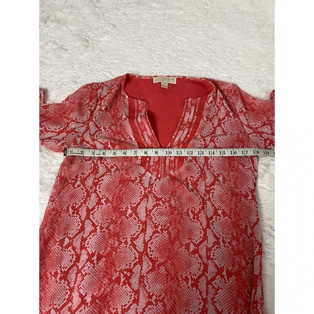 Michael Kors Tunic Dress Women's Size S Orange Sneak Print Long Sleeves Slits